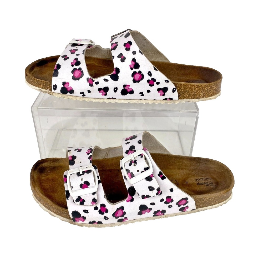 Disney Geox Leather Slides Women's 8.5 Sandals Minnie Mouse 39 Comfort Shoes